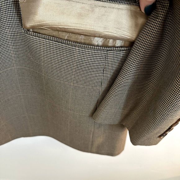 Brooks Brothers 346 Houndstooth Plaid 100% Wool Sports Coat tan/brown Size 42R - Picture 5 of 10